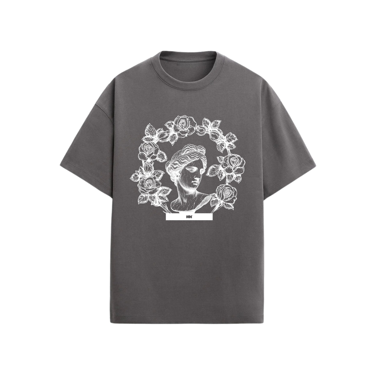 CAMISETA OVERSIZE EN ALGODON DE 300GR CON ESTAMPADO CORONA GRIEGA