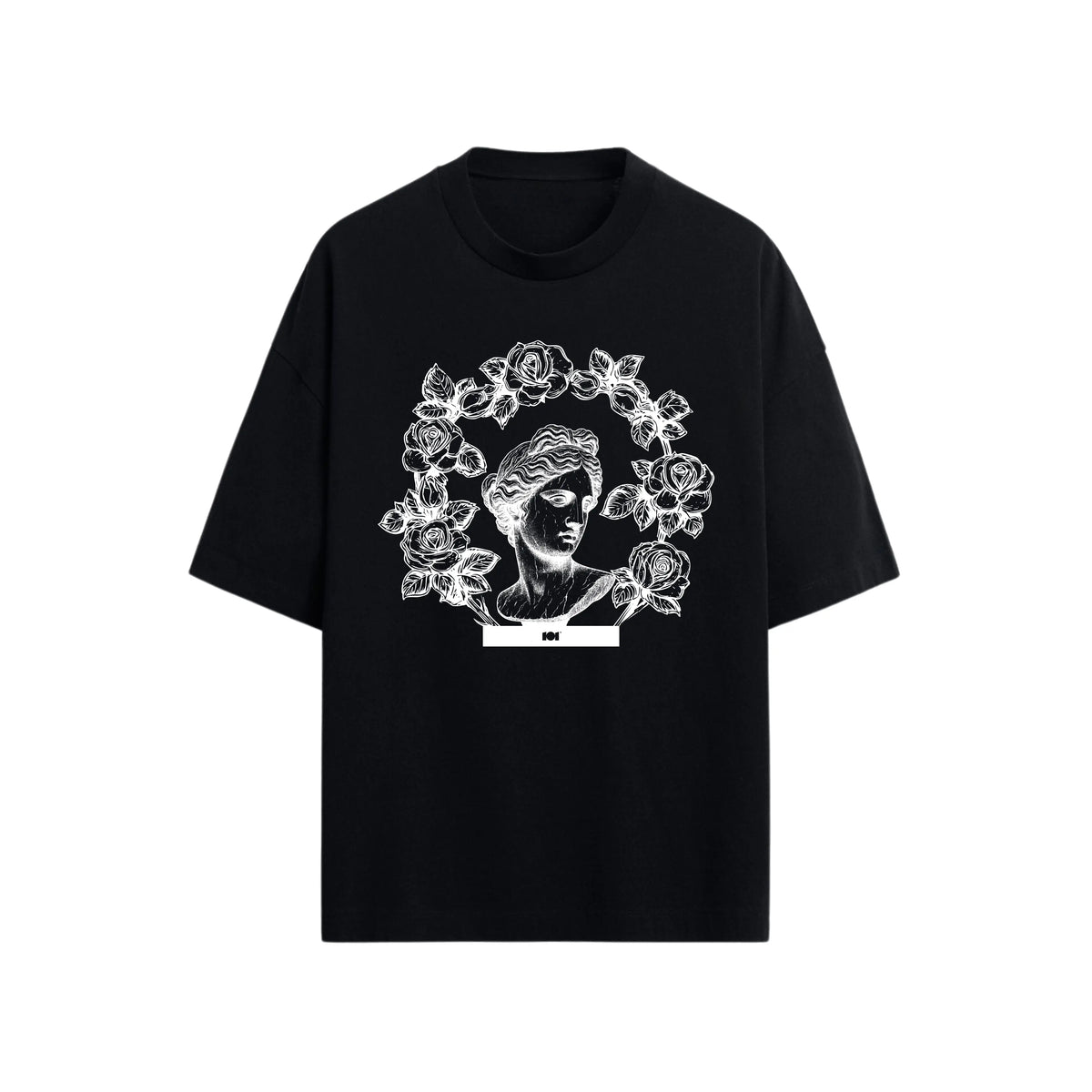 CAMISETA OVERSIZE EN ALGODON DE 300GR CON ESTAMPADO CORONA GRIEGA