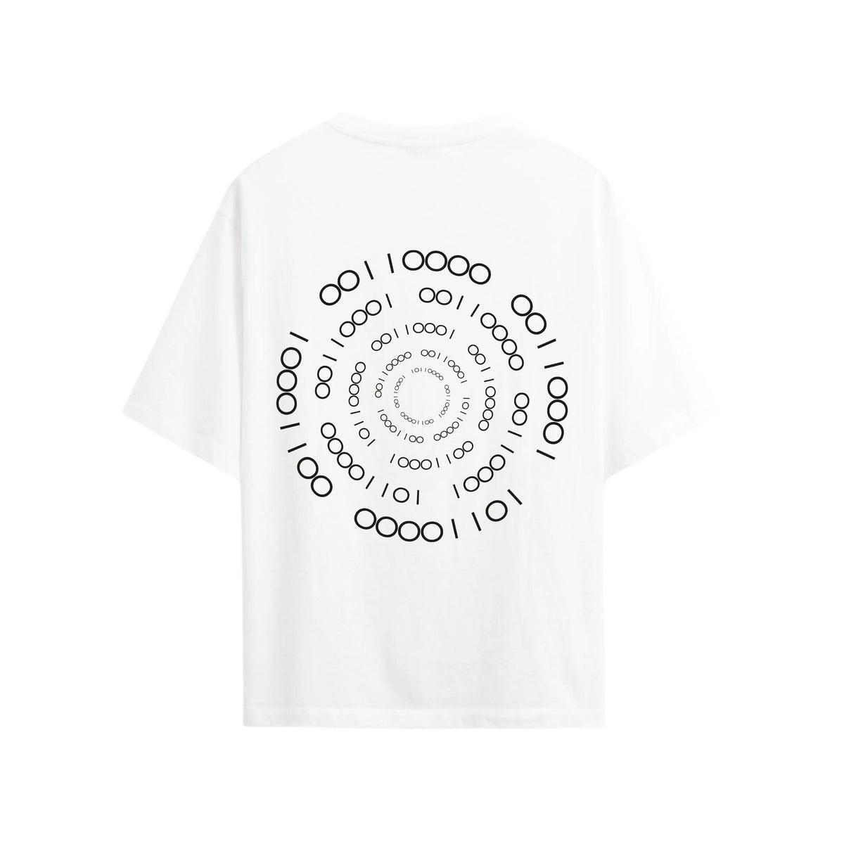 CAMISETA OVERSIZE EN ALGODON DE 300GR CON ESTAMPADO VORTICE BINARIO