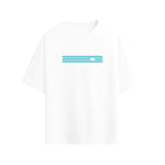 CAMISETA OVERSIZE EN ALGODON DE 300GR CON ESTAMPADO FRANJA CELESTE