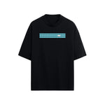 CAMISETA OVERSIZE EN ALGODON DE 300GR CON ESTAMPADO FRANJA CELESTE