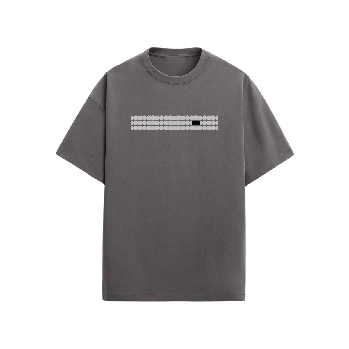 CAMISETA OVERSIZE EN ALGODON DE 300GR CON ESTAMPADO FRANJA GRIS