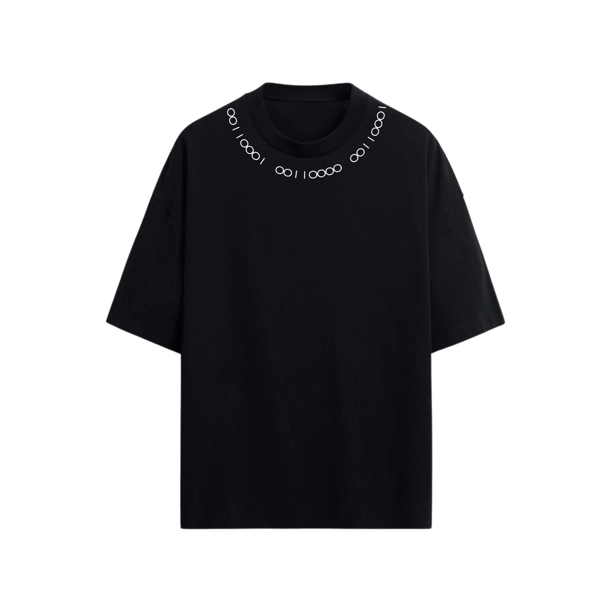 CAMISETA OVERSIZE EN ALGODON DE 300GR CON ESTAMPADO CUELLO BINARIO