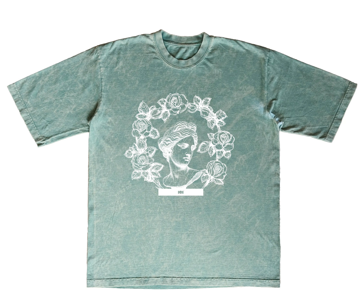 CAMISETA ACID WASH OVERSIZE EN ALGODON DE 300GR CON ESTAMPADO CORONA GRIEGA