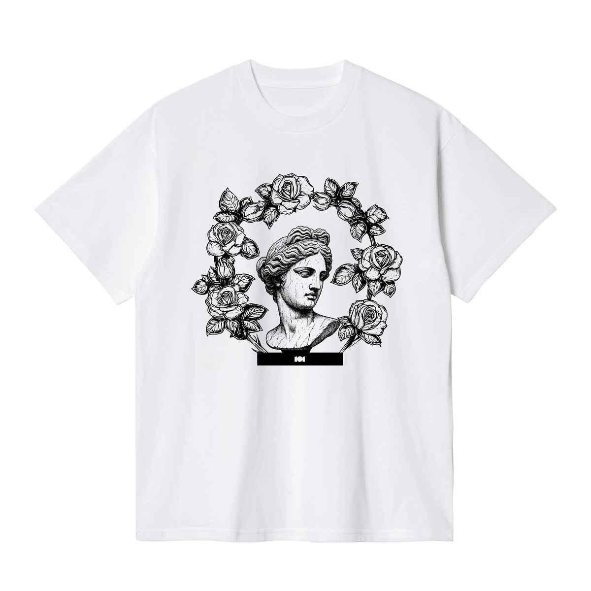 CAMISETA EN ALGODON PIMA 250GR CON ESTAMPADO CORONA GRIEGA