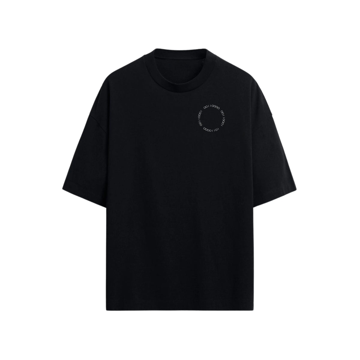 CAMISETA OVERSIZE EN ALGODON DE 300GR CON ESTAMPADO BINARIO ESCUDO