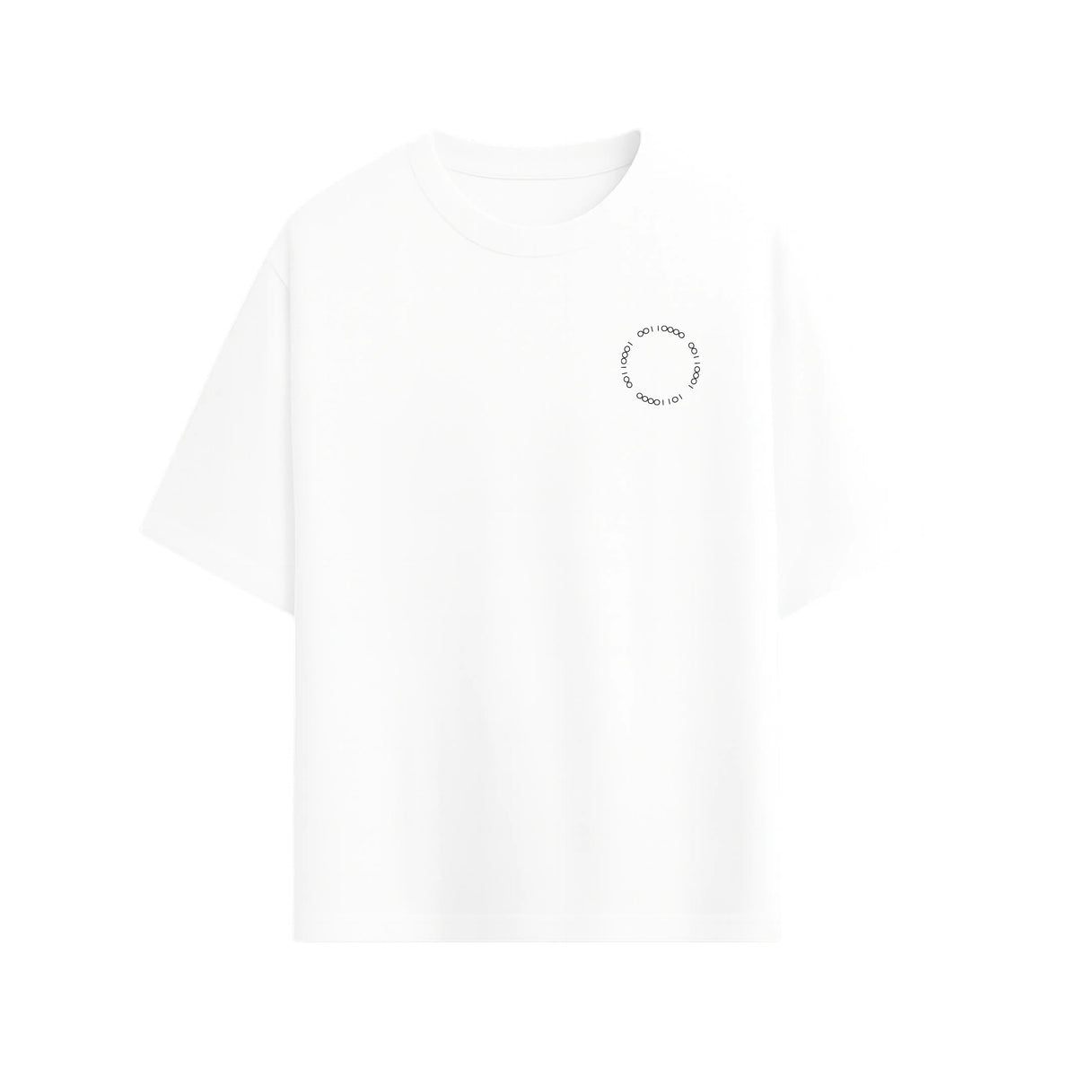 CAMISETA OVERSIZE EN ALGODON DE 300GR CON ESTAMPADO VORTICE BINARIO