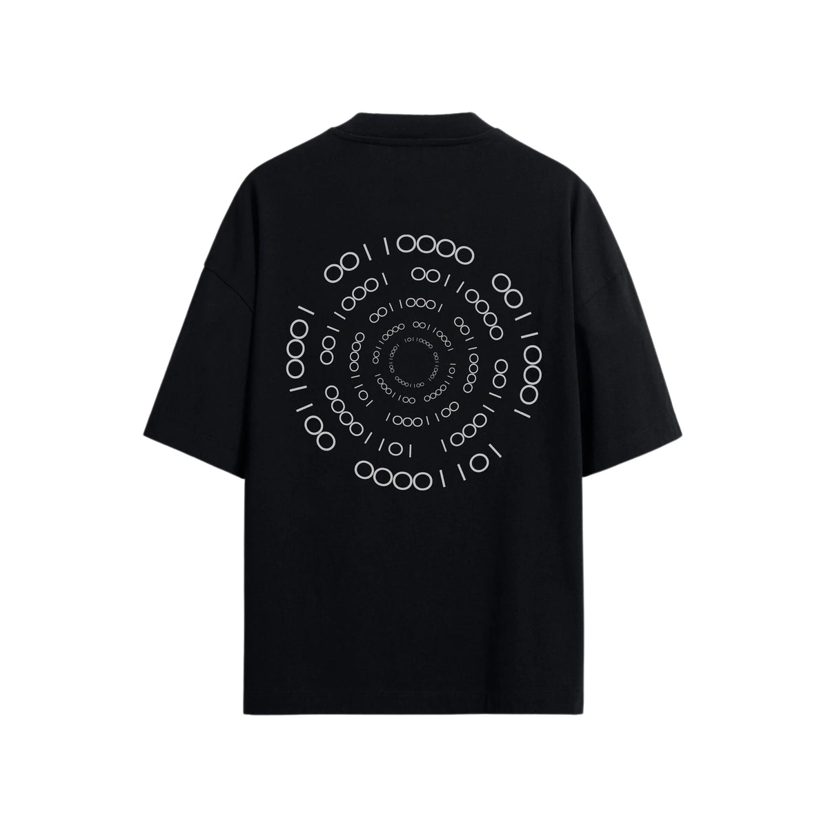 CAMISETA OVERSIZE EN ALGODON DE 300GR CON ESTAMPADO VORTICE BINARIO