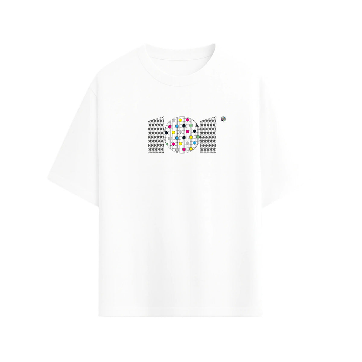 CAMISETA OVERSIZE EN ALGODON DE 300GR CON ESTAMPADO TRAMA COLORES