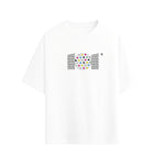 CAMISETA OVERSIZE EN ALGODON DE 300GR CON ESTAMPADO TRAMA COLORES