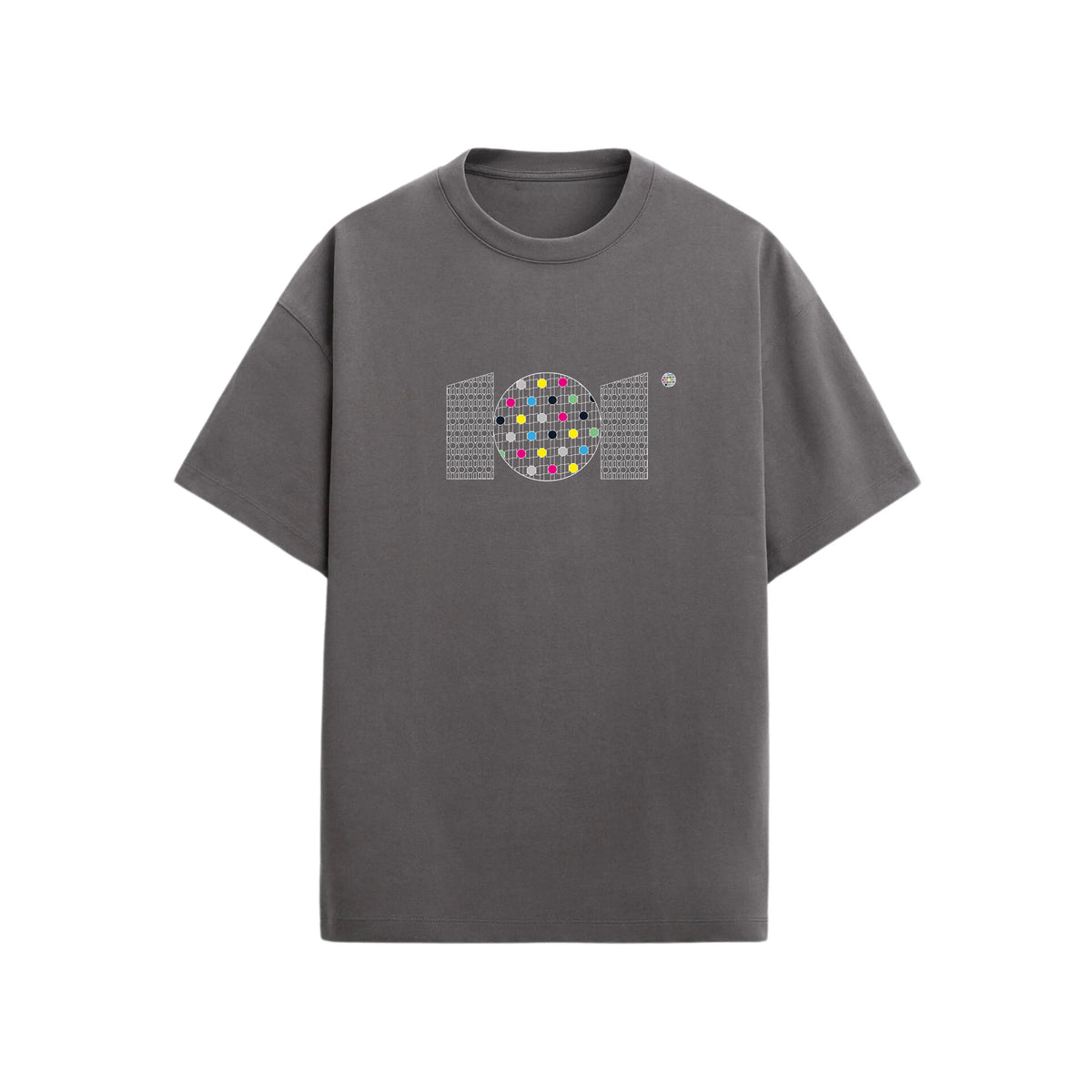 CAMISETA OVERSIZE EN ALGODON DE 300GR CON ESTAMPADO TRAMA COLORES