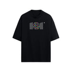 CAMISETA OVERSIZE EN ALGODON DE 300GR CON ESTAMPADO TRAMA COLORES