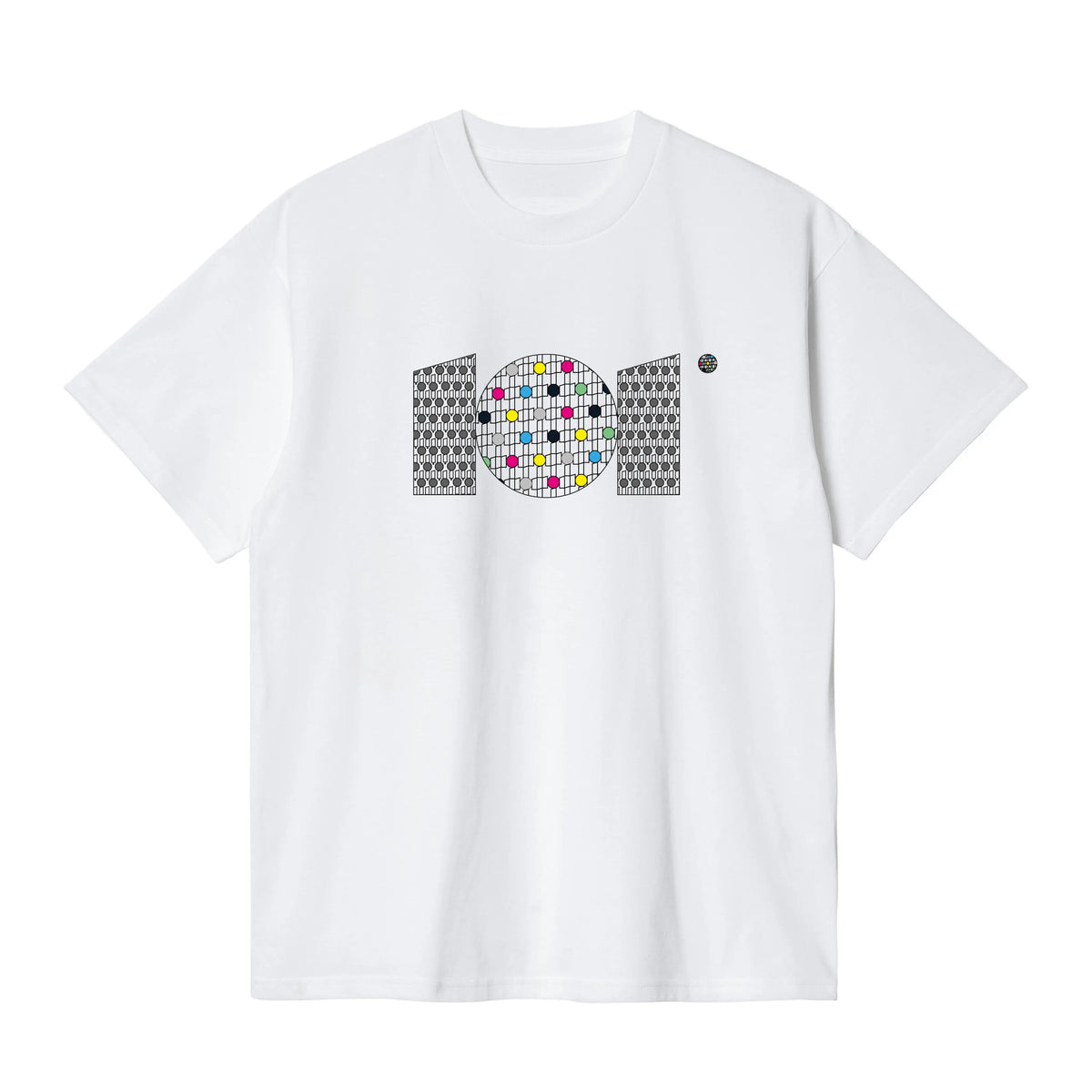 CAMISETA EN ALGODON PIMA 250GR CON ESTAMPADO TRAMA COLORES