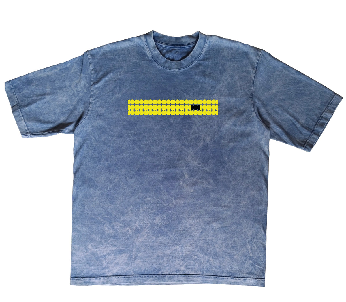 CAMISETA ACID WASH OVERSIZE EN ALGODON DE 300GR CON ESTAMPADO CINTA AMARILLA