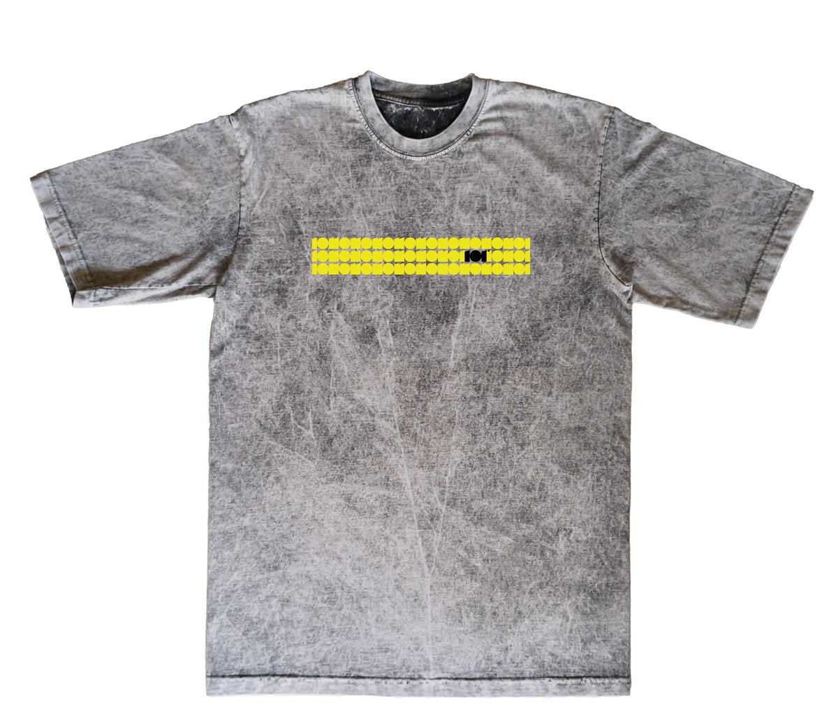 CAMISETA ACID WASH OVERSIZE EN ALGODON DE 300GR CON ESTAMPADO CINTA AMARILLA