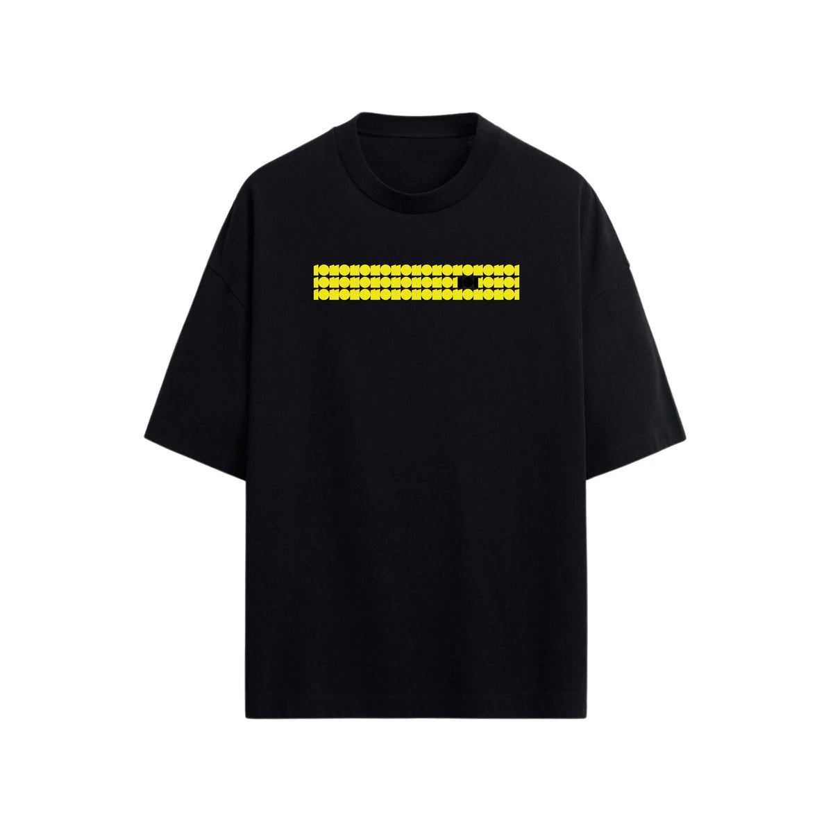 CAMISETA OVERSIZE EN ALGODON DE 300GR CON ESTAMPADO CINTA AMARILLA