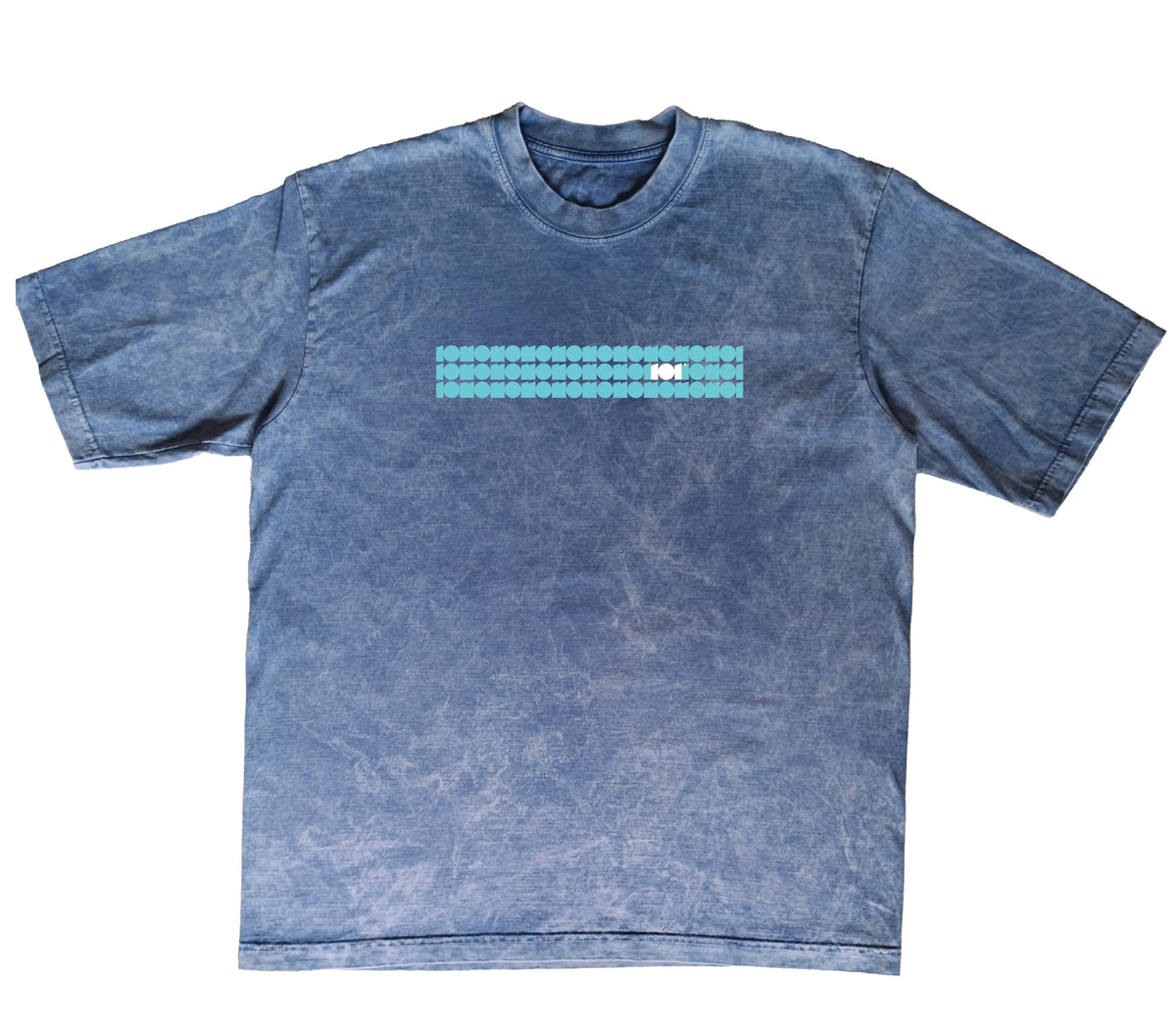 CAMISETA ACID WASH OVERSIZE EN ALGODON DE 300GR CON ESTAMPADO CINTA CELESTE