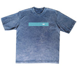 CAMISETA ACID WASH OVERSIZE EN ALGODON DE 300GR CON ESTAMPADO CINTA CELESTE