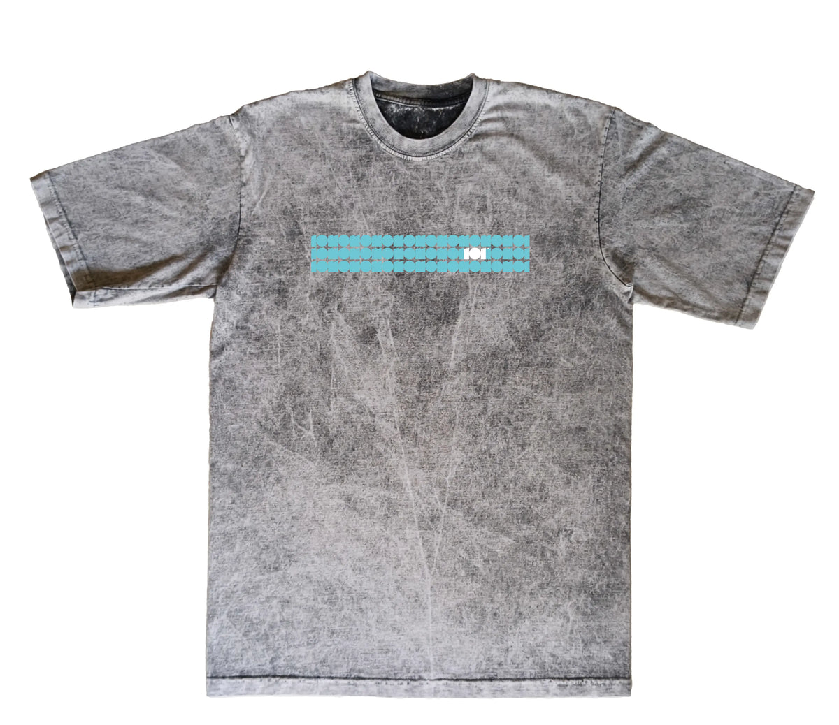 CAMISETA ACID WASH OVERSIZE EN ALGODON DE 300GR CON ESTAMPADO CINTA CELESTE