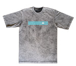 CAMISETA ACID WASH OVERSIZE EN ALGODON DE 300GR CON ESTAMPADO CINTA CELESTE