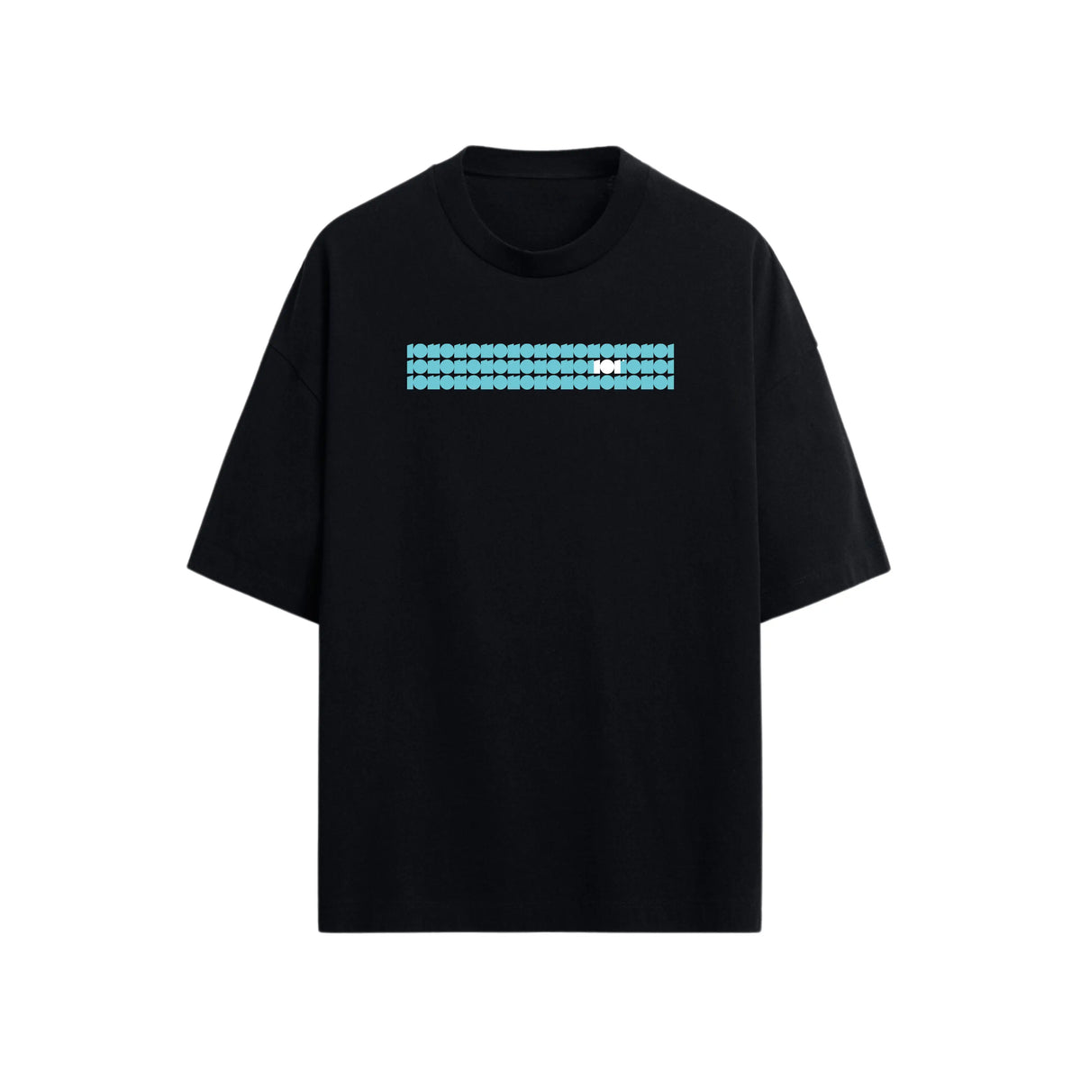 CAMISETA OVERSIZE EN ALGODON DE 300GR CON ESTAMPADO FRANJA CELESTE