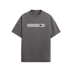 CAMISETA OVERSIZE EN ALGODON DE 300GR CON ESTAMPADO FRANJA GRIS